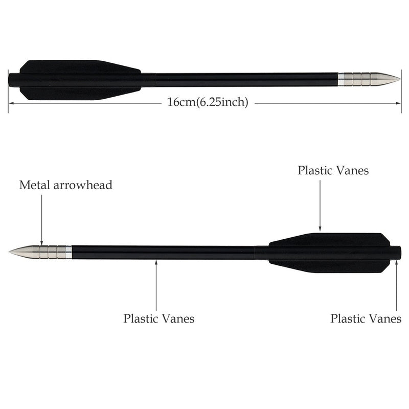 24pcs 6.3" Crossbow Arrows Aluminum Alloy Arrow Shaft Replaceable Arrow Tip Plastic Feather Vane Black/Red/Gold