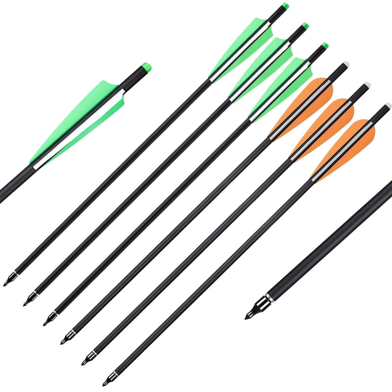 12pcs 18 Inch Carbon Crossbow Arrows Archery Arrows with 4" Vanes and Replaceable Tips