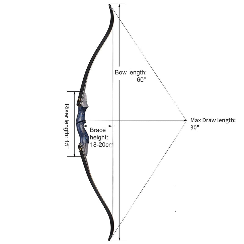 60 Inch Archery Takedown Recurve Bow Hunting Bow 30-50lbs