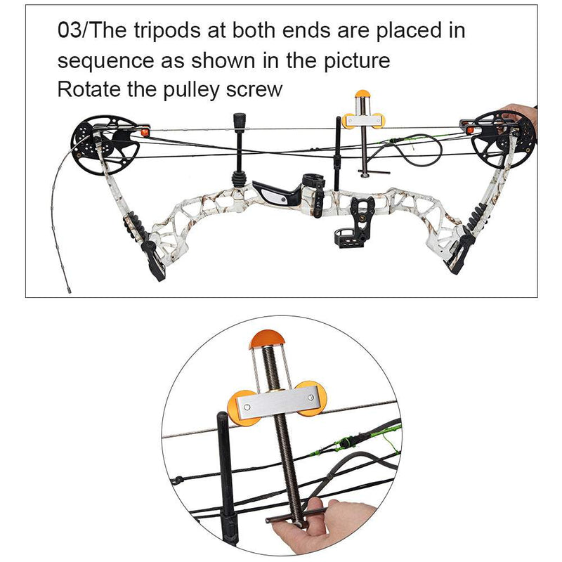 Portable Hand Held Compound Bow Press with 2 Quad Brackets Bow String Replacement Tool for Compound Bow
