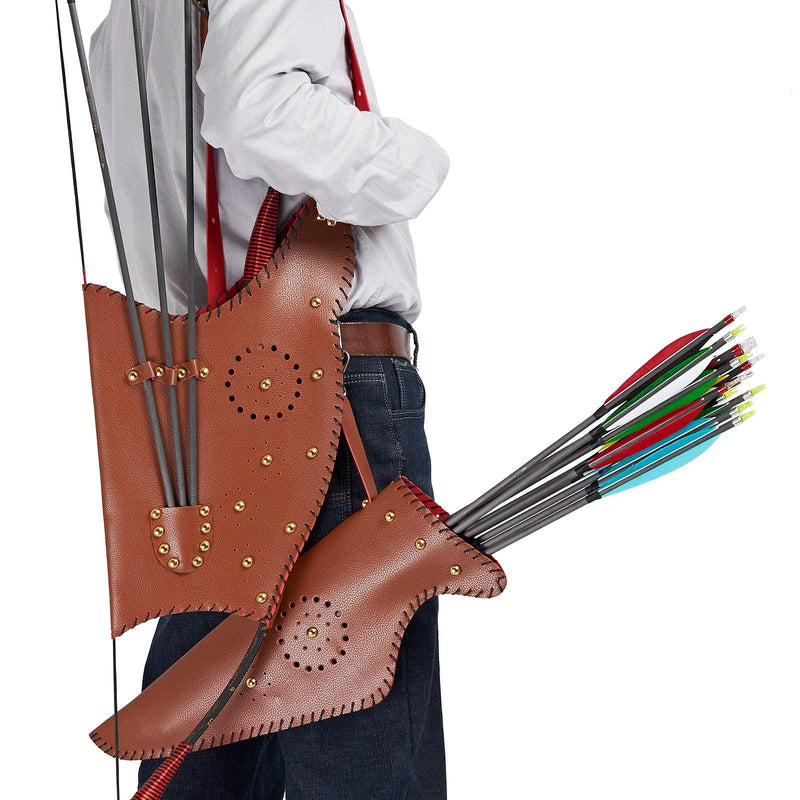 Archery Leather Arrow Quiver and Bow Bag Set for Traditional Longbow