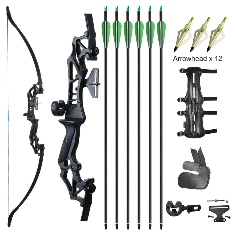 Archery 53" Beginner Recurve Bow and Arrow Set Right Hand Bow for Outdoor Sports Shooting 20/30/40/55lbs