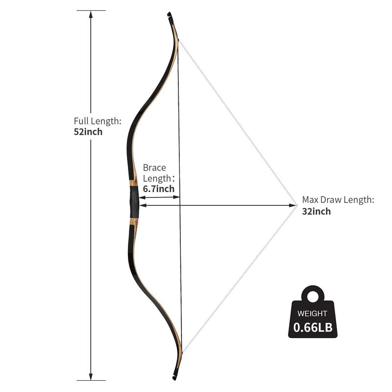 52 Inch Archery Traditional Laminated Takedown Recurve Bow For Outdoor Hunting Target Practice 20-50 lbs