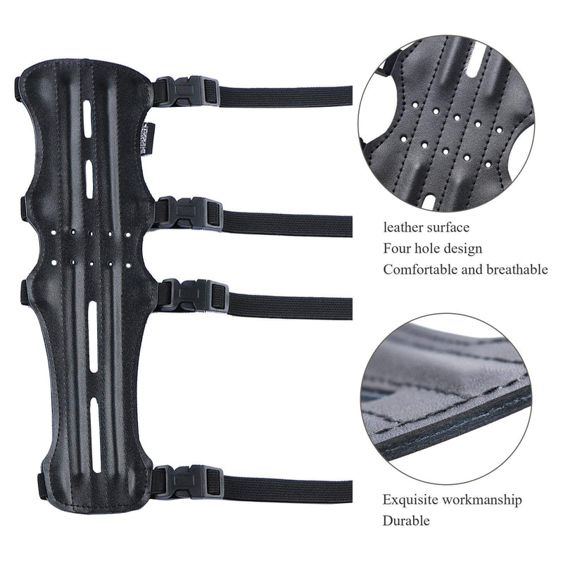 12" Archery Arm Guard Ultra Light Weight Leather with Adjustable 4 Strap Protective Gear