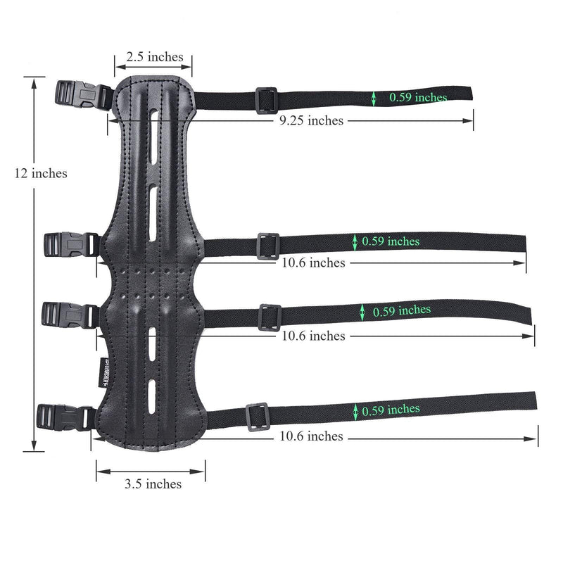 12" Archery Arm Guard Ultra Light Weight Leather with Adjustable 4 Strap Protective Gear