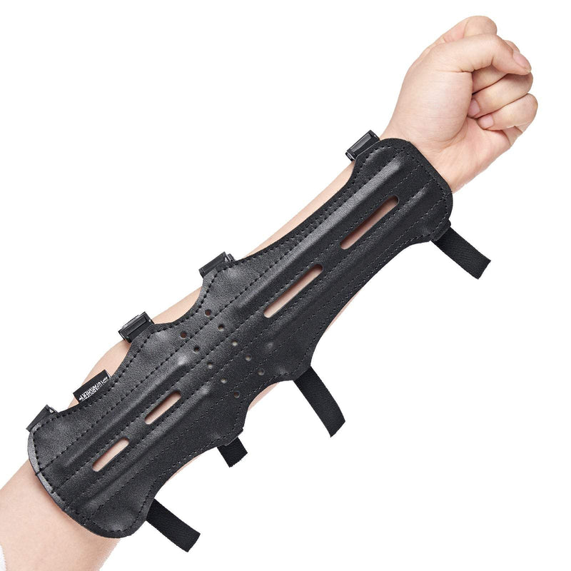 12" Archery Arm Guard Ultra Light Weight Leather with Adjustable 4 Strap Protective Gear