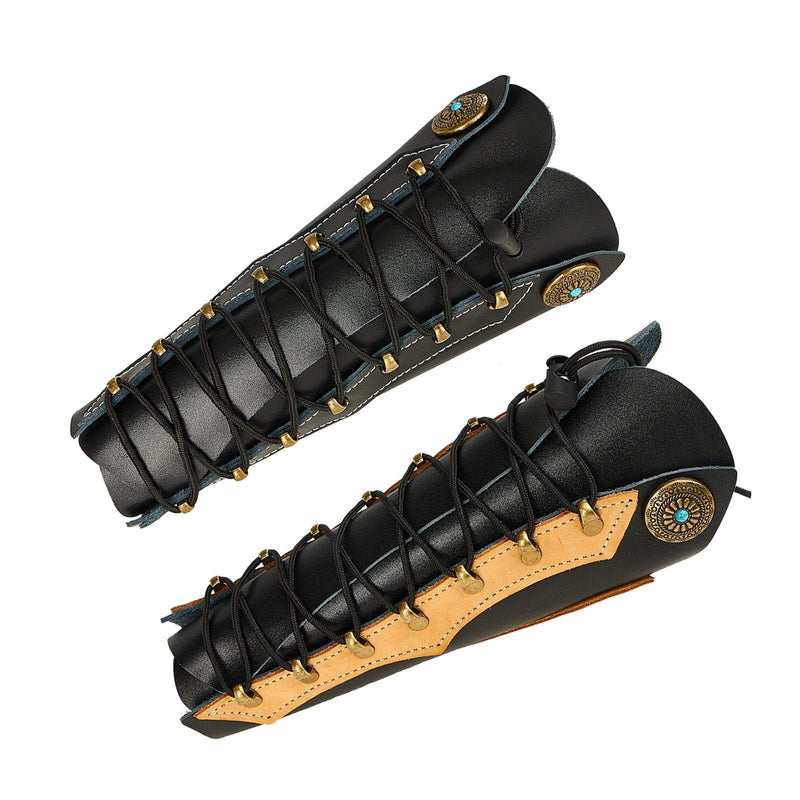 Archery Traditional Arm Guard Black Arm Protector with Adjustable Straps