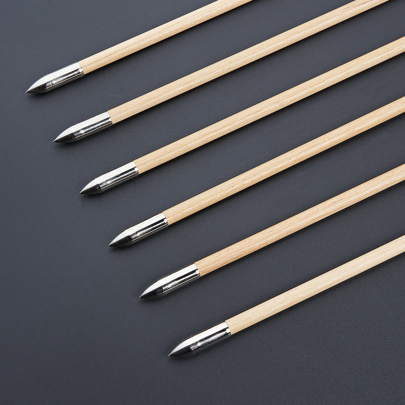6Pcs Archery 32" Traditional Wooden Arrows with 5" Turkey Feather